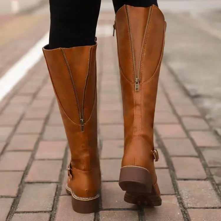 Michèle | Bottes hautes à talon bloc et boucle pour femmes - Image 6