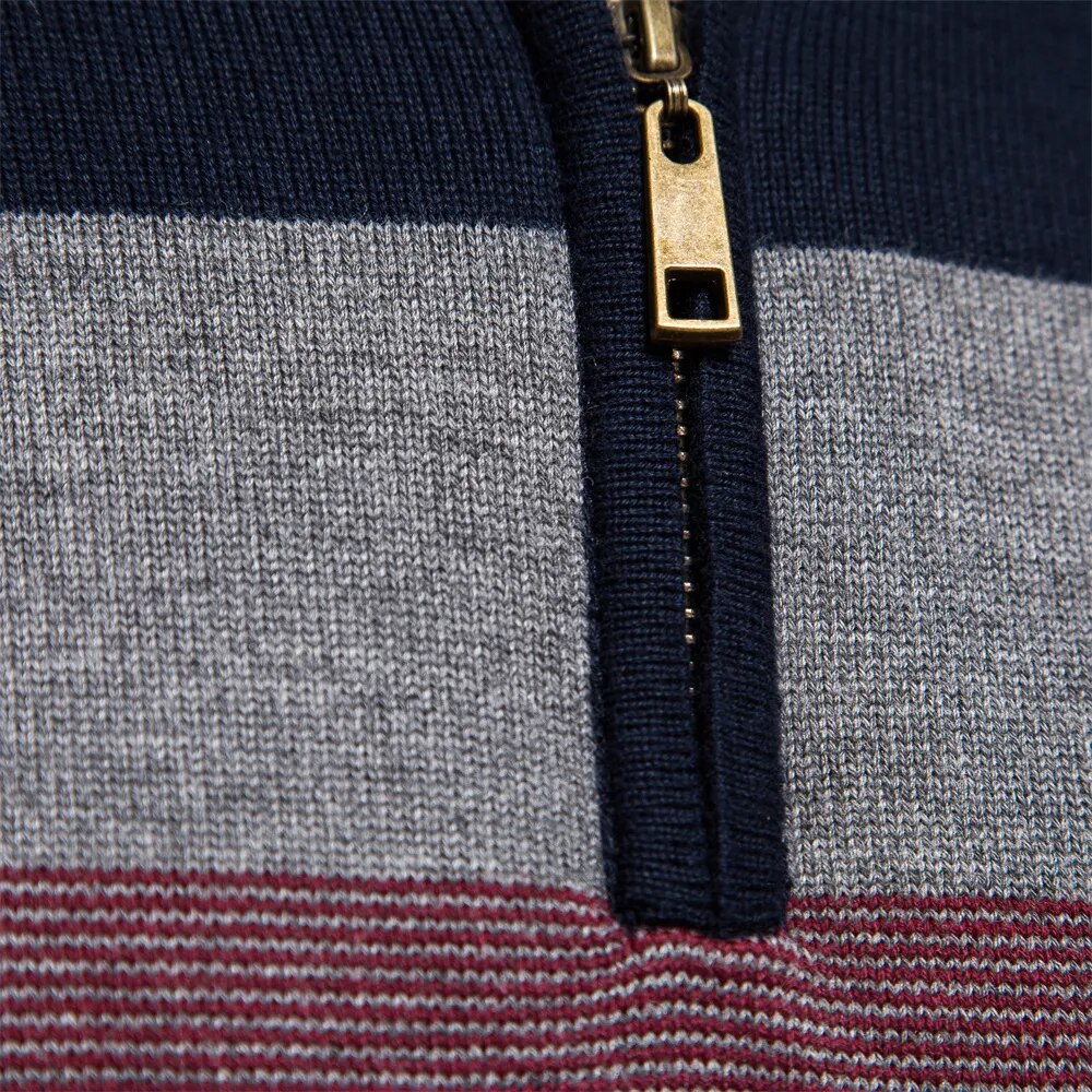Erwan | Pull rayé à quart de fermeture éclair pour homme - Image 3