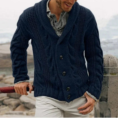Jessy | Pull Homme Col Châle Tricot Câble - Image 1