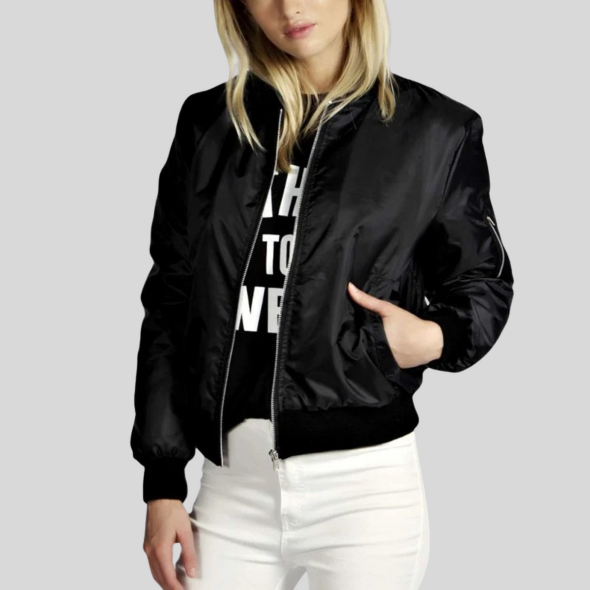 Christelle | Blouson aviateur zippé pour femme - Image 1