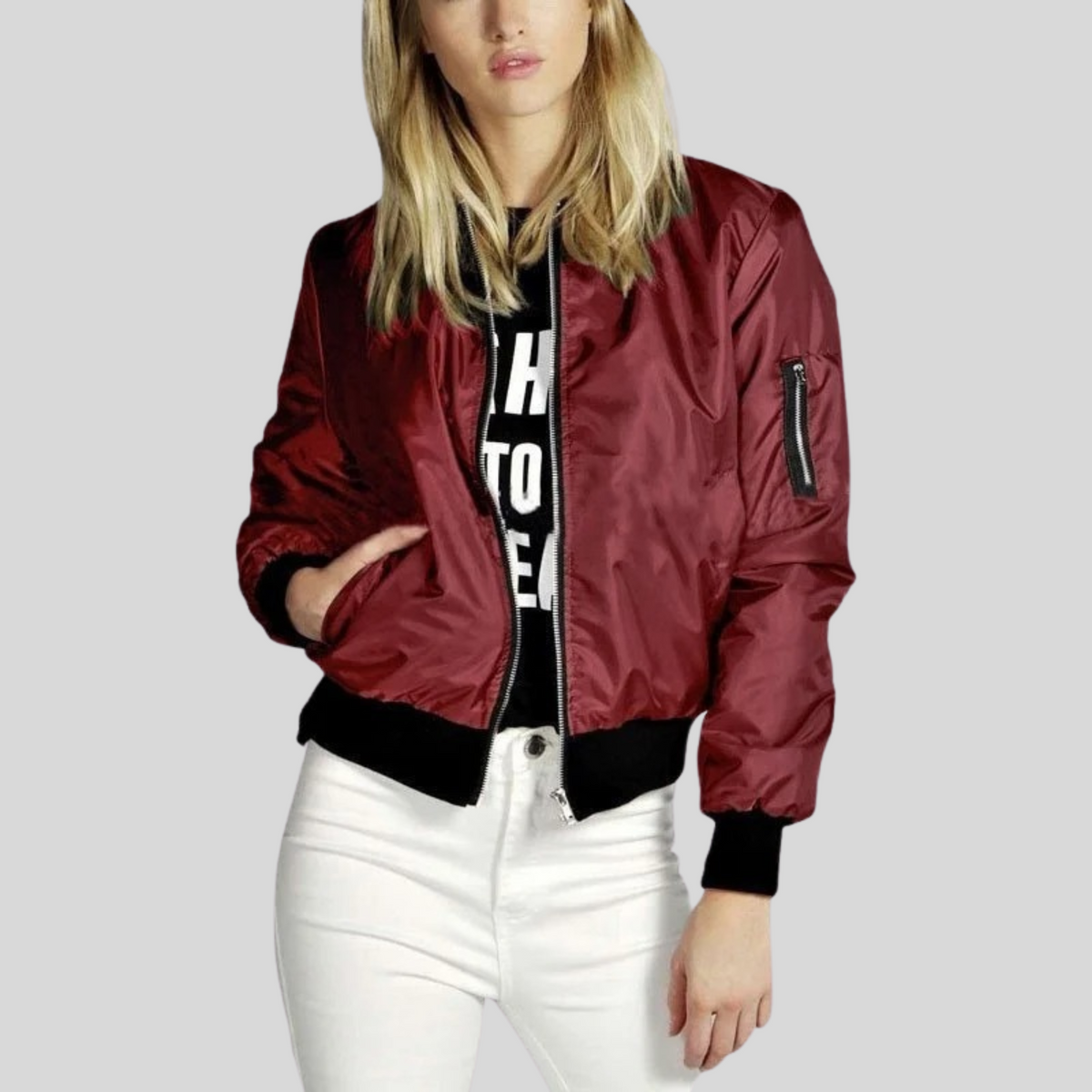 Christelle | Blouson aviateur zippé pour femme - Image 2
