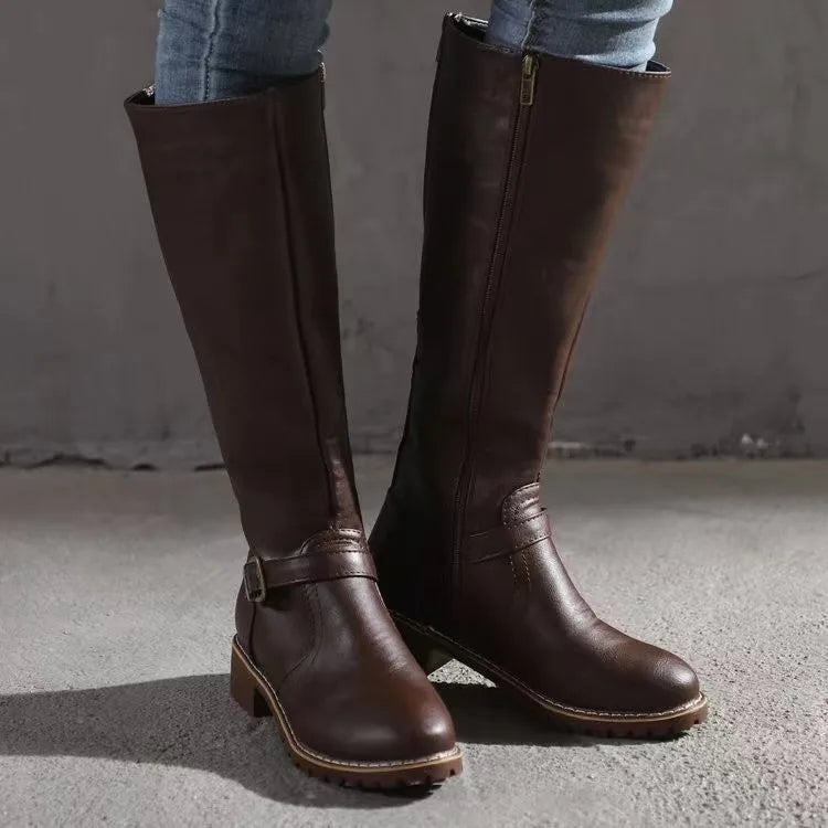Michèle | Bottes hautes à talon bloc et boucle pour femmes - Image 2