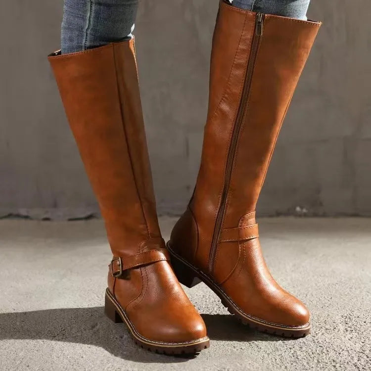 Michèle | Bottes hautes à talon bloc et boucle pour femmes - Image 4