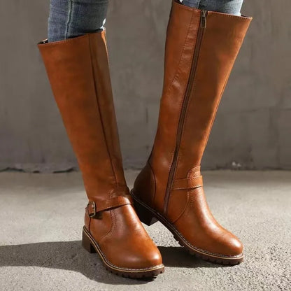 Michèle | Bottes hautes à talon bloc et boucle pour femmes - Image 4