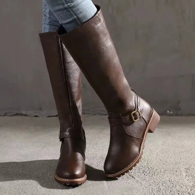 Michèle | Bottes hautes à talon bloc et boucle pour femmes - Image 3