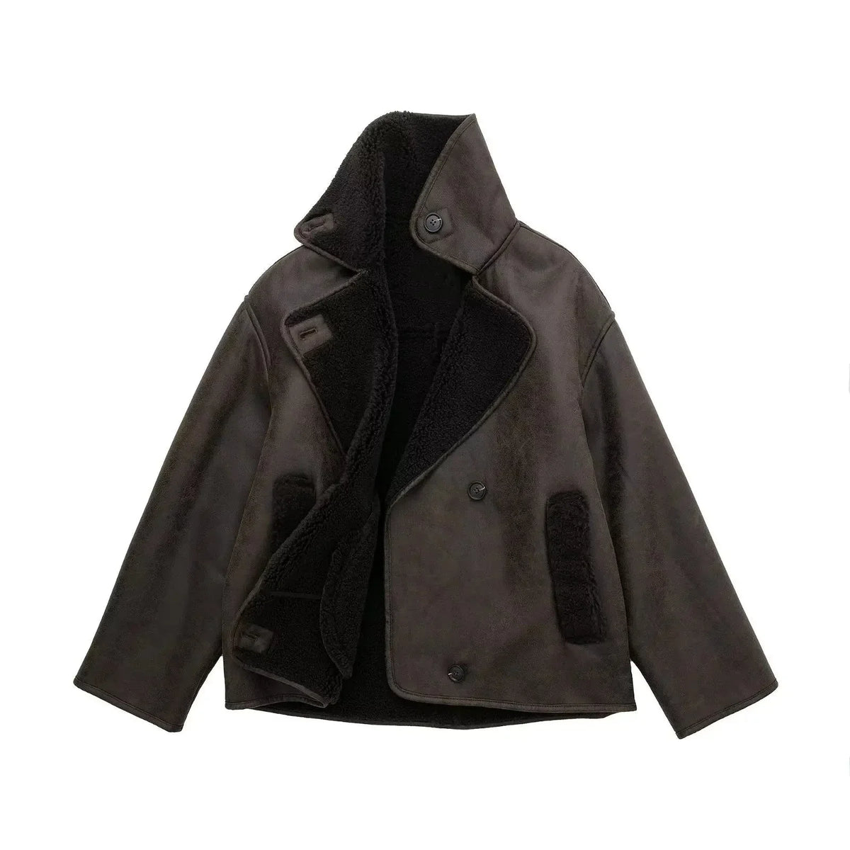 Yasmine | Veste croisée doublée en sherpa pour femme - Image 2