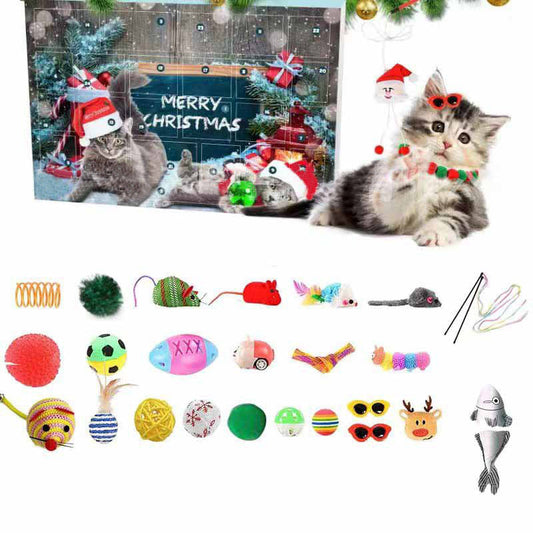 Adventskalender til katte med 24 overraskelser med kattelegetøj – julenedtælling