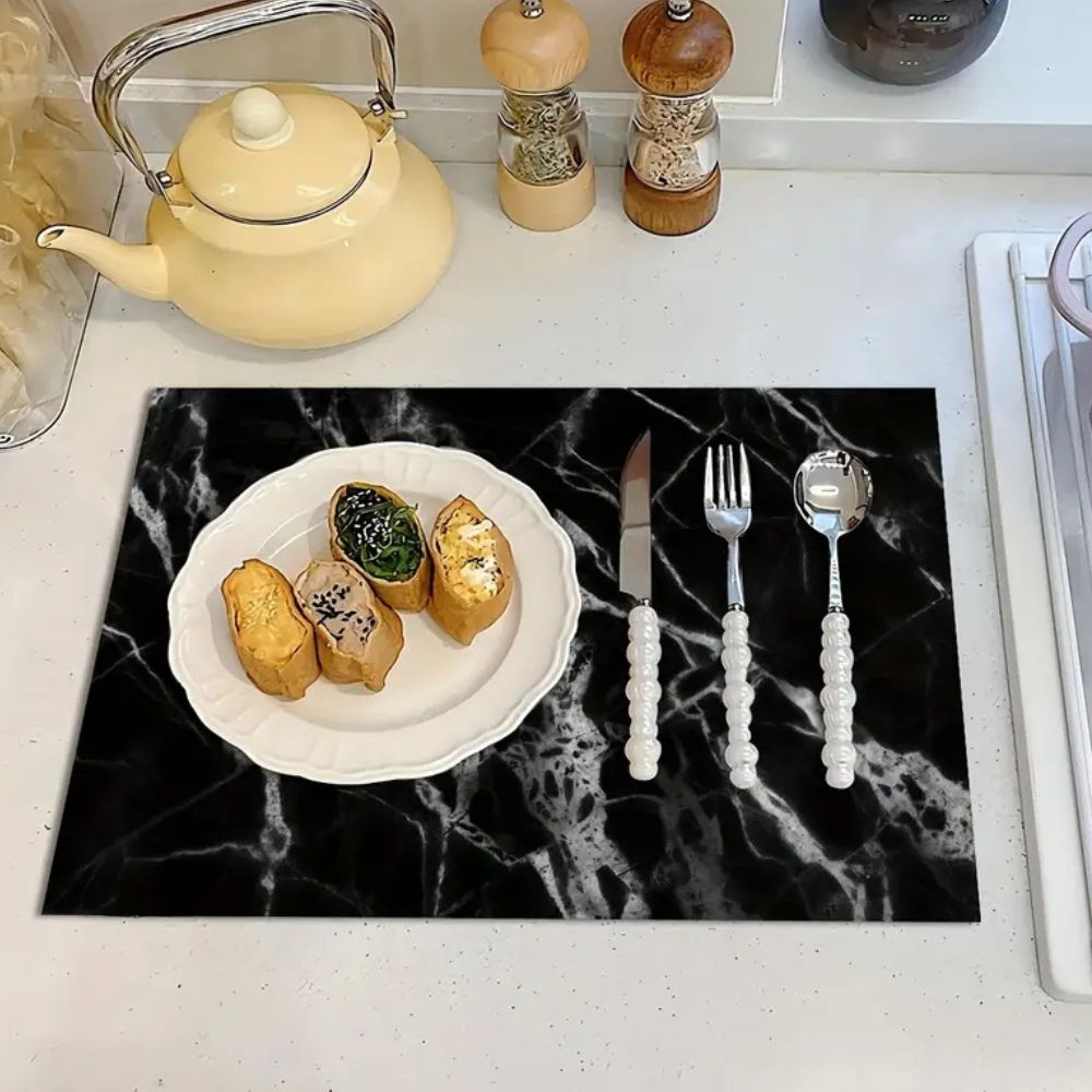 Afdrypningsmåtte med marmorprint