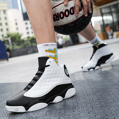 Åndbare high-top basketball-sneakers til mænd med stødabsorbering og skridsikker gummisål