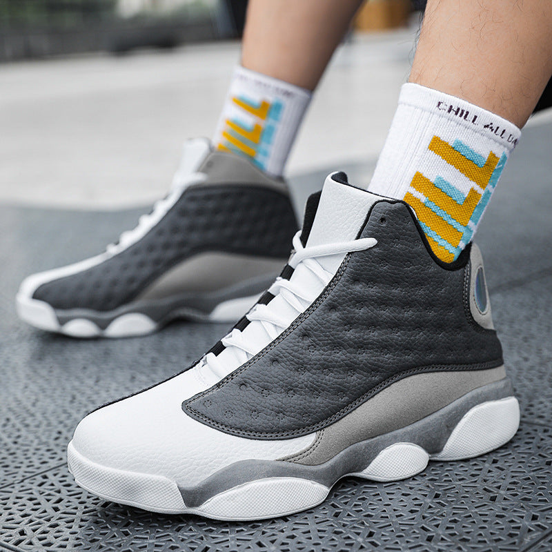 Åndbare high-top basketball-sneakers til mænd med stødabsorbering og skridsikker gummisål