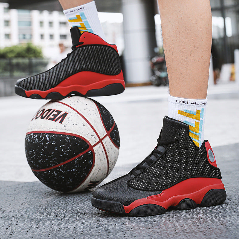 Åndbare high-top basketball-sneakers til mænd med stødabsorbering og skridsikker gummisål