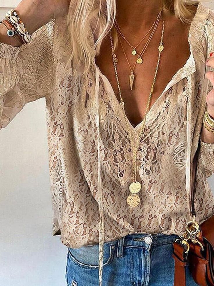 Sara | Chemisier boho élégant avec encolure en trou de serrure - Image 1