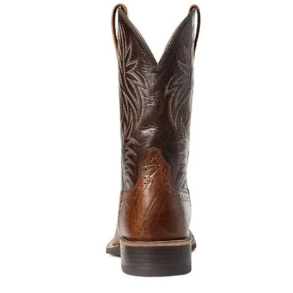 Broderede retro cowboystøvler i læder til mænd