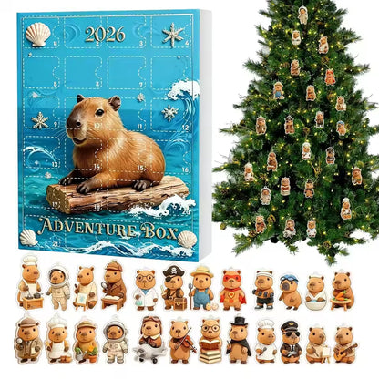 Capybara adventskalender 2026 - 24 akrylophæng til juletræet