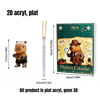 Capybara adventskalender 2026 - 24 akrylophæng til juletræet