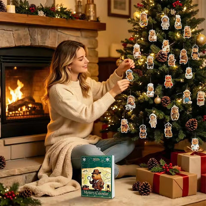 Capybara adventskalender 2026 - 24 akrylophæng til juletræet