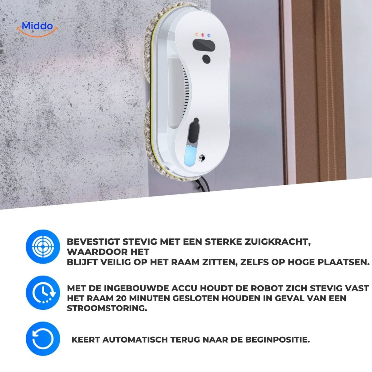 CleanSweep™ Vinduesrobot | Automatisk rengøring med sensorer & vand spray eller separate puder.
