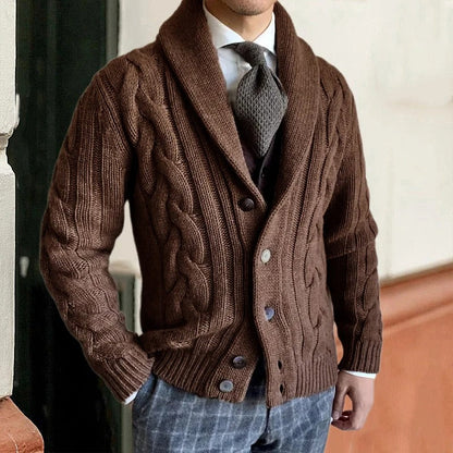 Cyrille | Pull en maille torsadée à col châle pour homme - Image 3