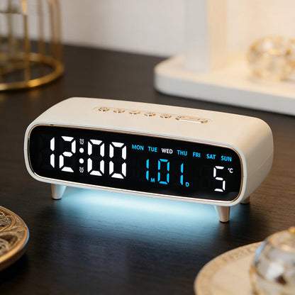 Digitalt radiovækkeur med temperatur- og datovisning