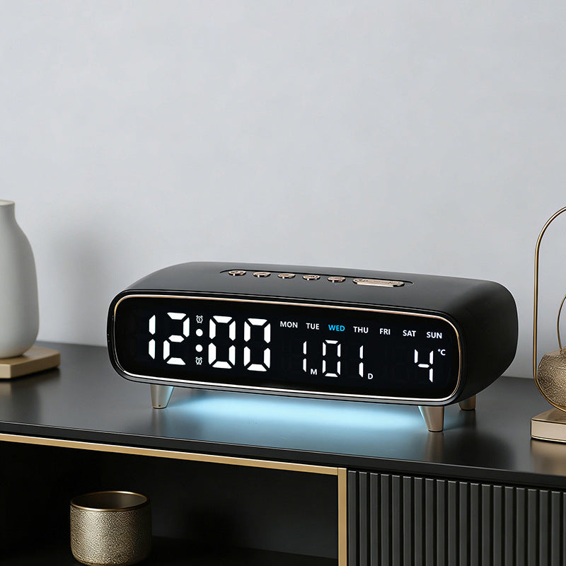 Digitalt radiovækkeur med temperatur- og datovisning