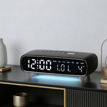 Digitalt radiovækkeur med temperatur- og datovisning