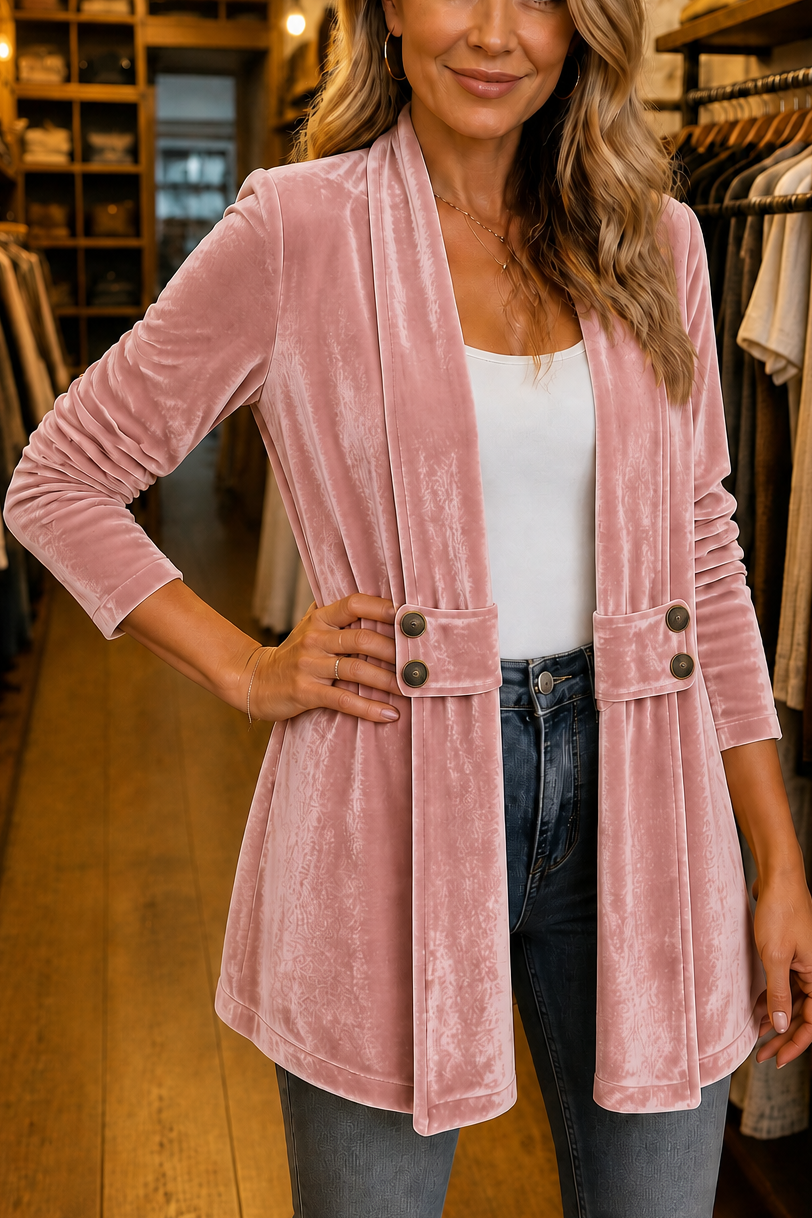 Dobbeltradet cardigan i fløjlslook