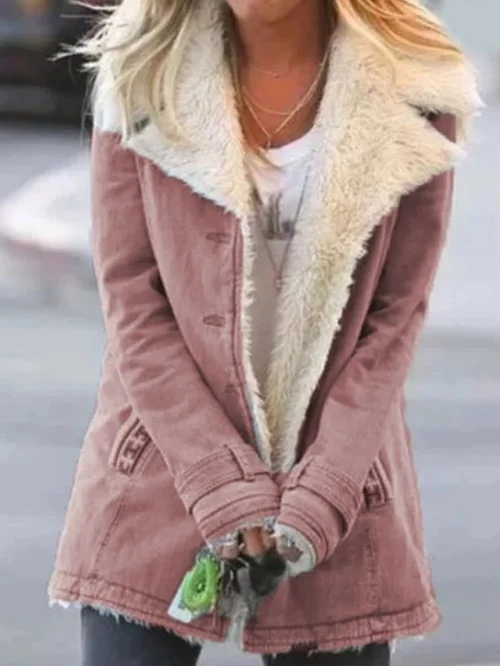 Marianne | Veste Femme Boutonnée à Col Sherpa - Image 3
