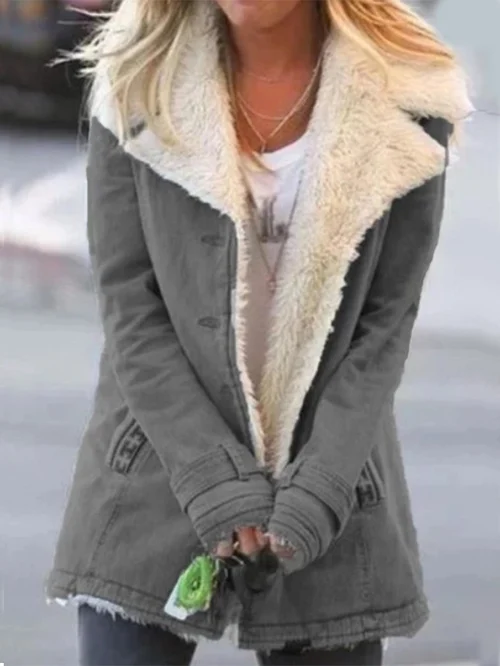 Marianne | Veste Femme Boutonnée à Col Sherpa - Image 6