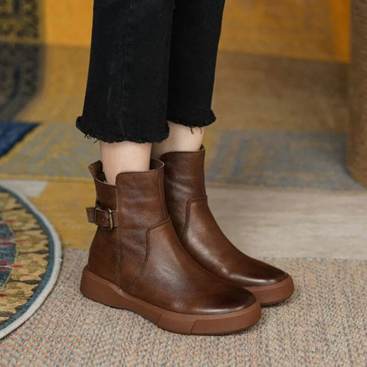 Simone | Bottines plates en cuir pour femmes - Image 1