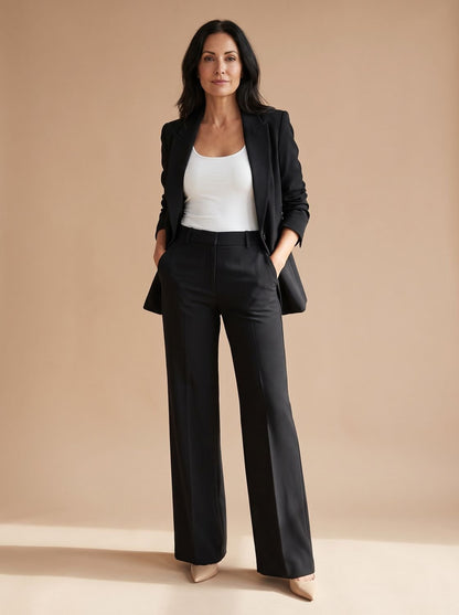 Elegant todelt buksesæt til kvinder med blazer