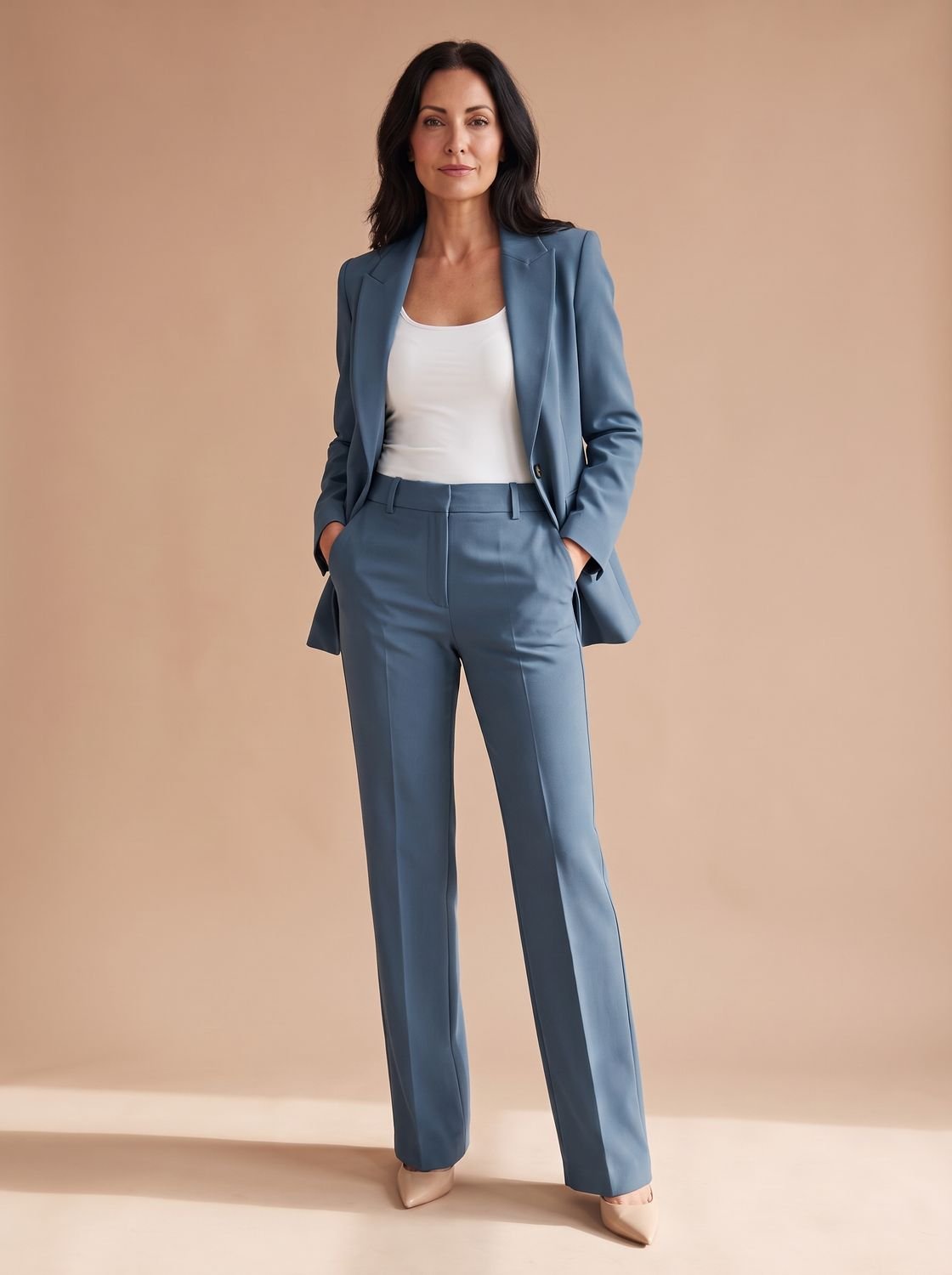 Elegant todelt buksesæt til kvinder med blazer