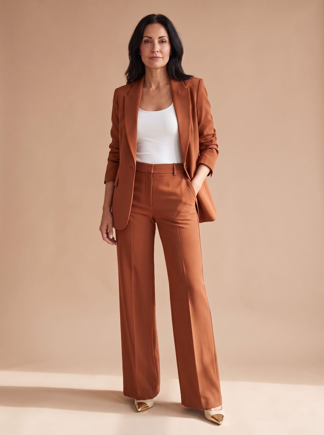 Elegant todelt buksesæt til kvinder med blazer