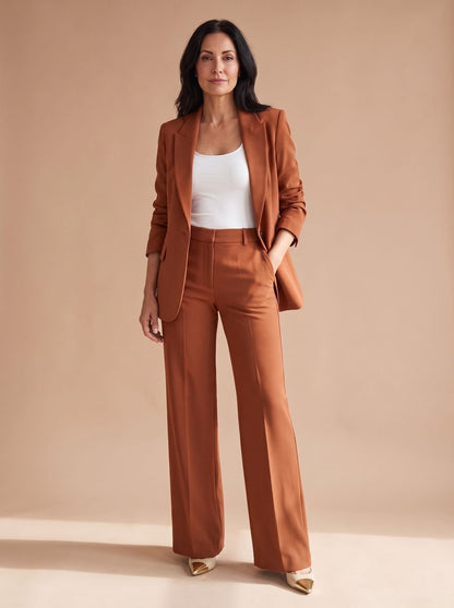 Elegant todelt buksesæt til kvinder med blazer
