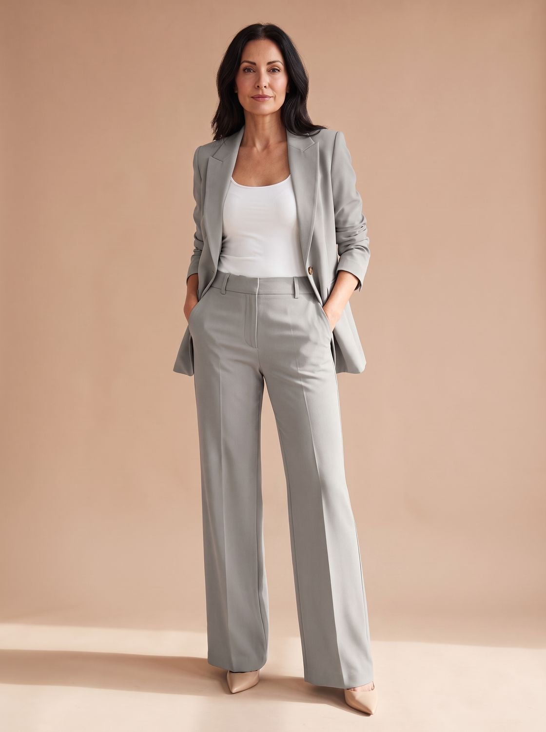 Elegant todelt buksesæt til kvinder med blazer