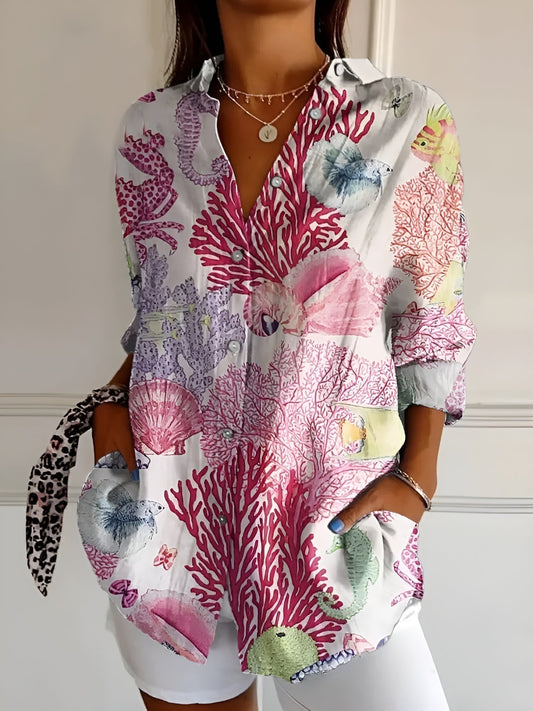 Image of Frida | Dame Skjorte med Knapper og Print
