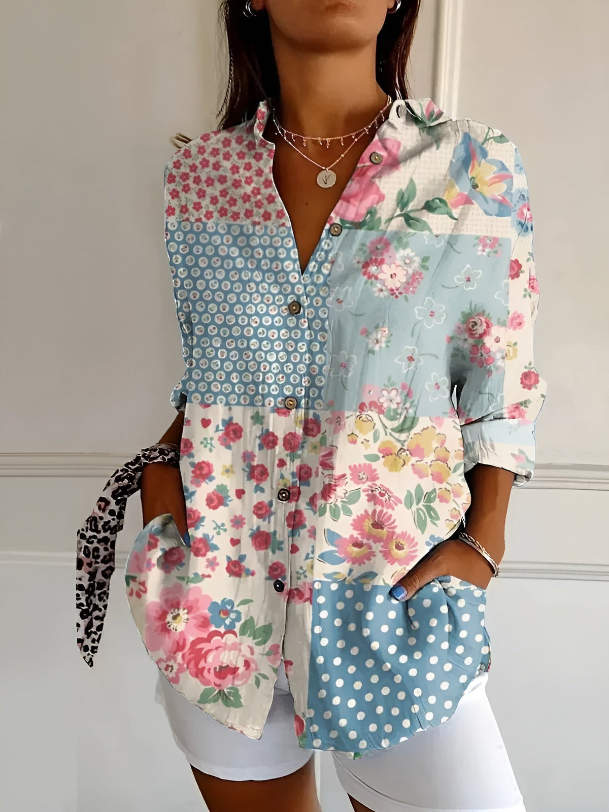 Image of Frida | Dame Skjorte med Knapper og Print