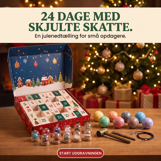 Ædelsten-udgravnings-julekalender til børn, 24 dage med skjulte skatte