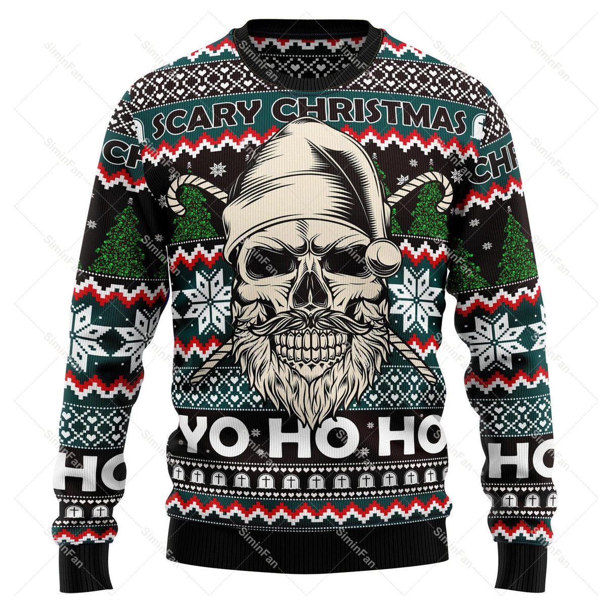 GrungeFest julesweater med kranieprint