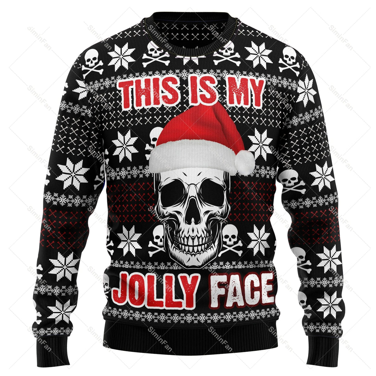 GrungeFest julesweater med kranieprint