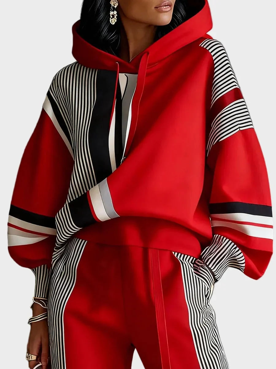 Hættetrøje i geometrisk stil – unisex, bomuldsblanding