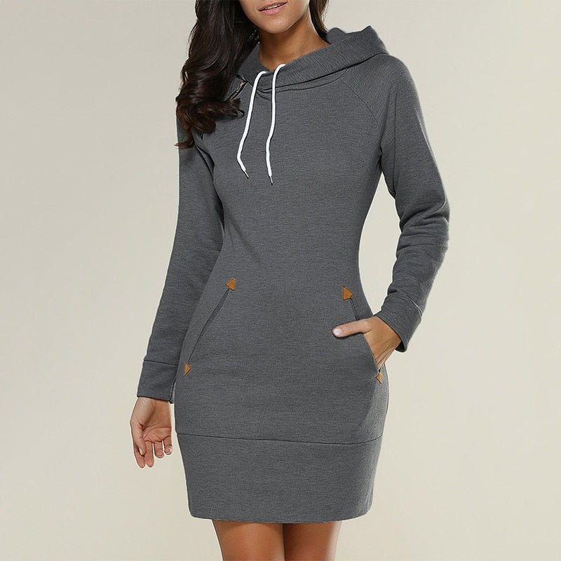 Solène | Robe Mini à Capuche et Cordon de Serrage Femme - Image 2