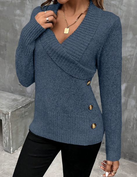 Ragnhild | Dame V-hals Figursyet Sweater