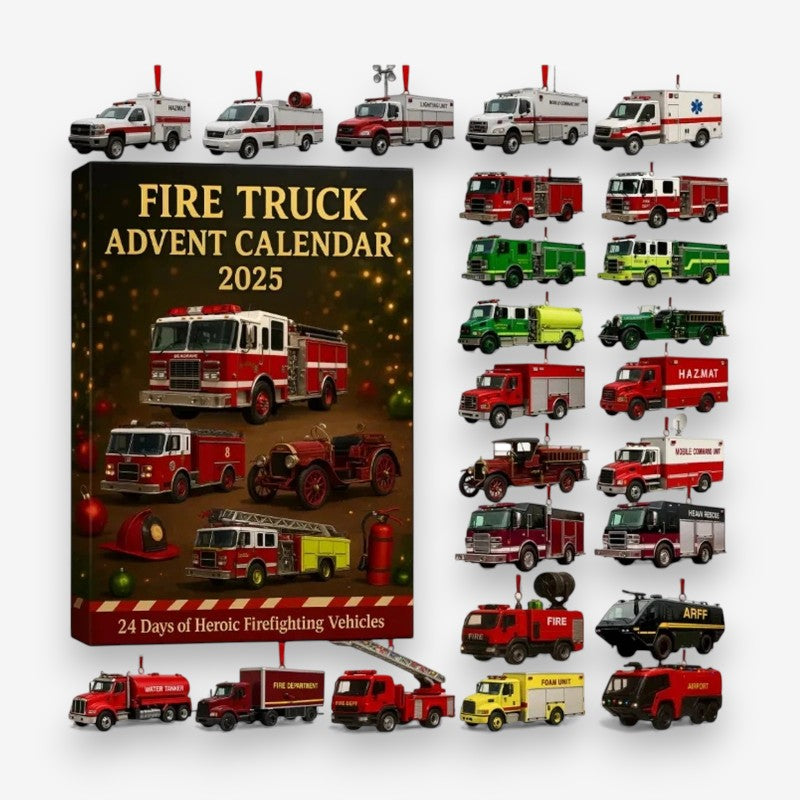 Julekalender med brandbiler og 24 stykker legetøj