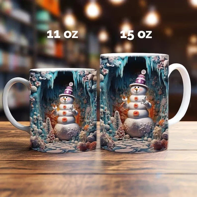 Julekrus i keramik med 3D-snemandsillusion og C-hank