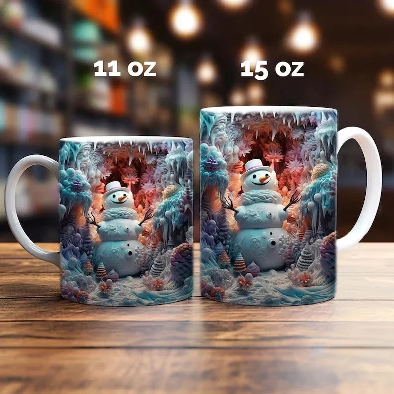 Julekrus i keramik med 3D-snemandsillusion og C-hank