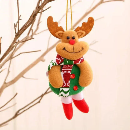 Juleophæng i plys med dinglende ben og julefigurer