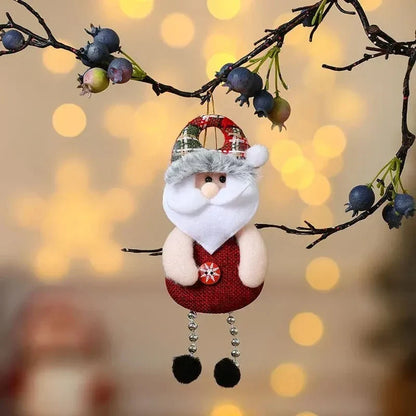 Juleophæng i plys med dinglende ben og julefigurer