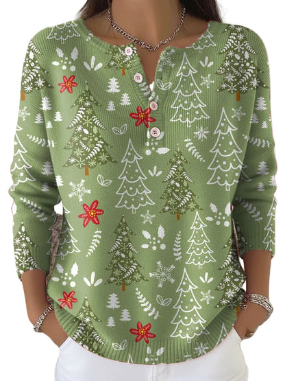Julesweater til damer med knapper