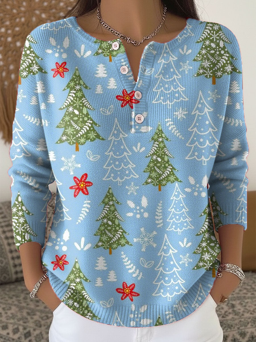 Julesweater til damer med knapper