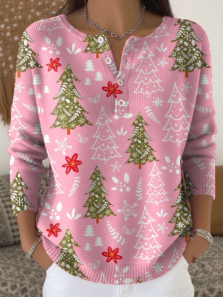 Julesweater til damer med knapper
